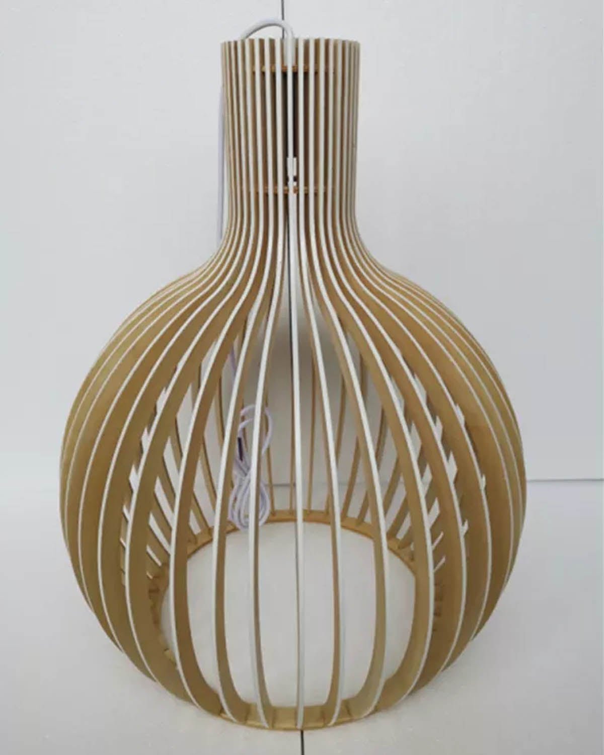 Modern Wooden Birdcage Pendant Light