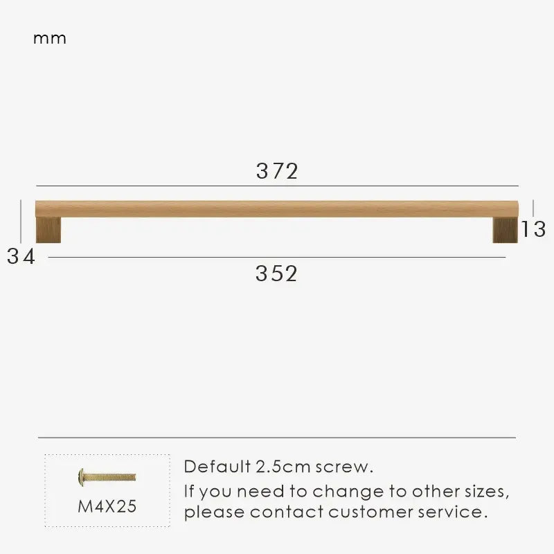 ARCHEDA Beech Wood Brass Kitchen & Cabinet Handles