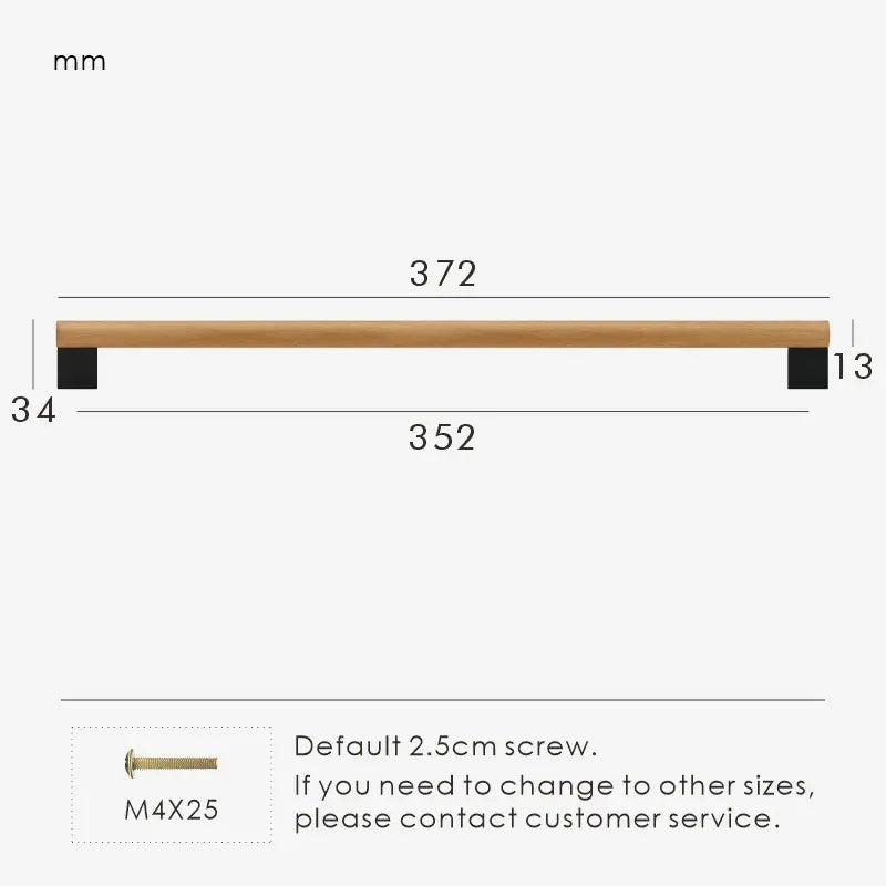 ARCHEDA Beech Wood Brass Kitchen & Cabinet Handles