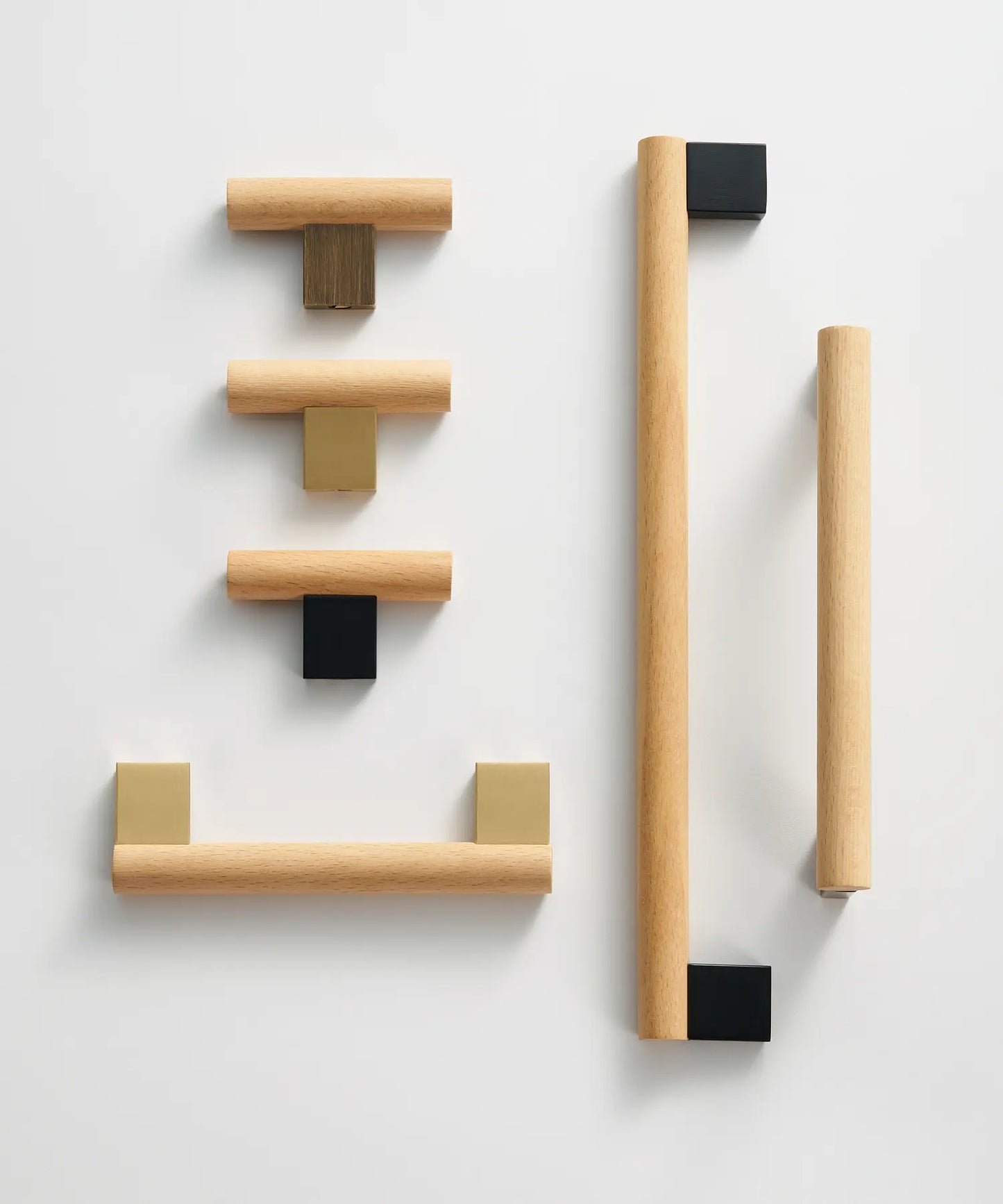 ARCHEDA Beech Wood Brass Kitchen & Cabinet Handles