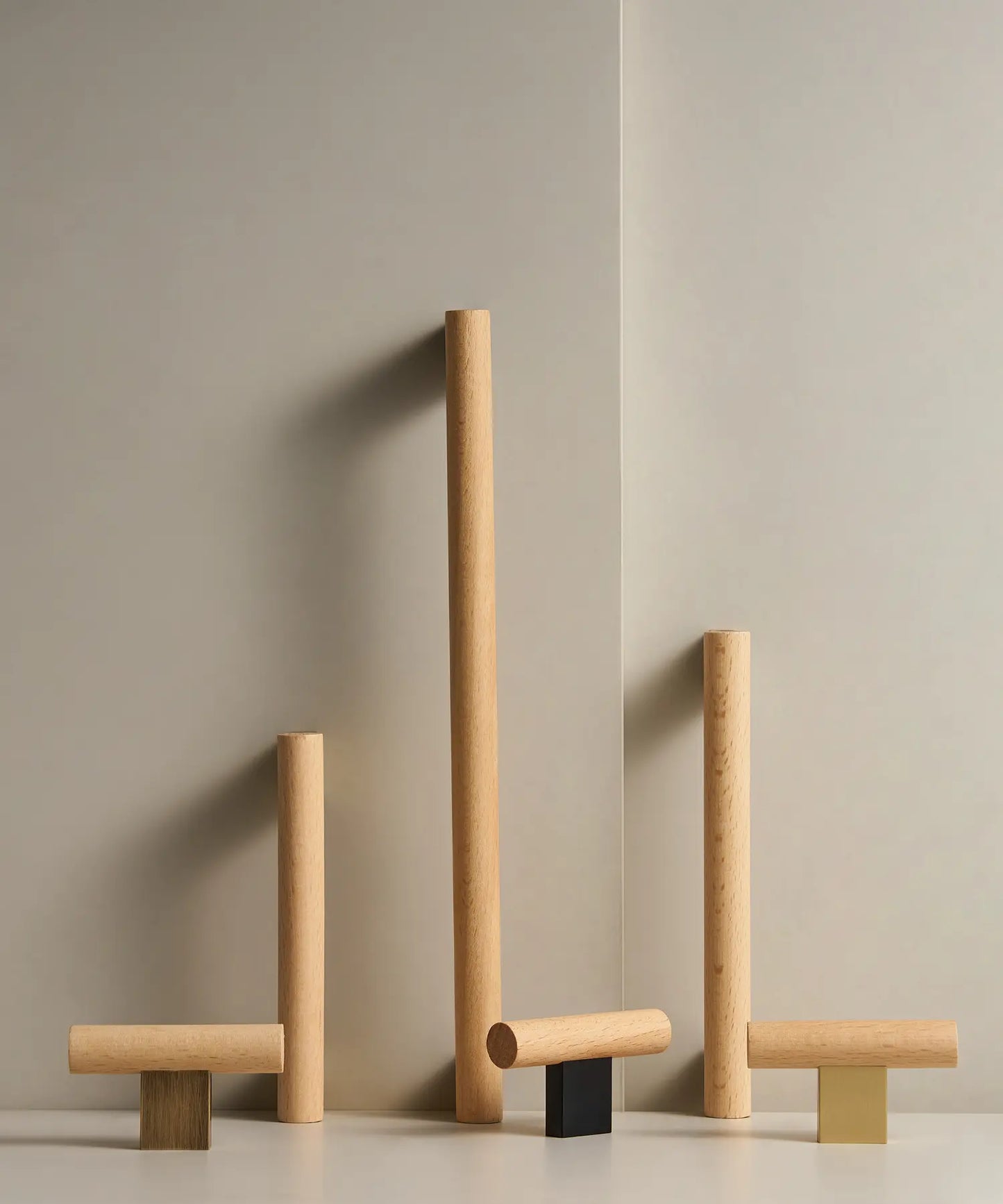 ARCHEDA Beech Wood Brass Kitchen & Cabinet Handles