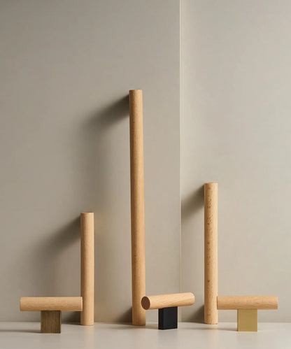 ARCHEDA Beech Wood Brass Kitchen & Cabinet Handles
