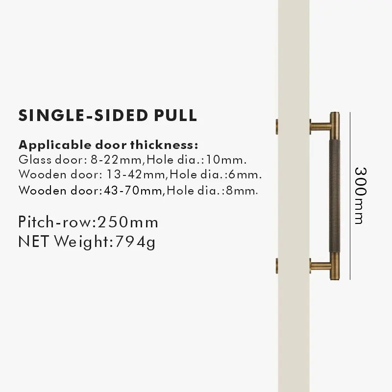 ARISTO Solid Brass Knurled Door Pull Handle