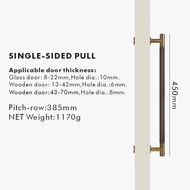 ARISTO Solid Brass Knurled Door Pull Handle