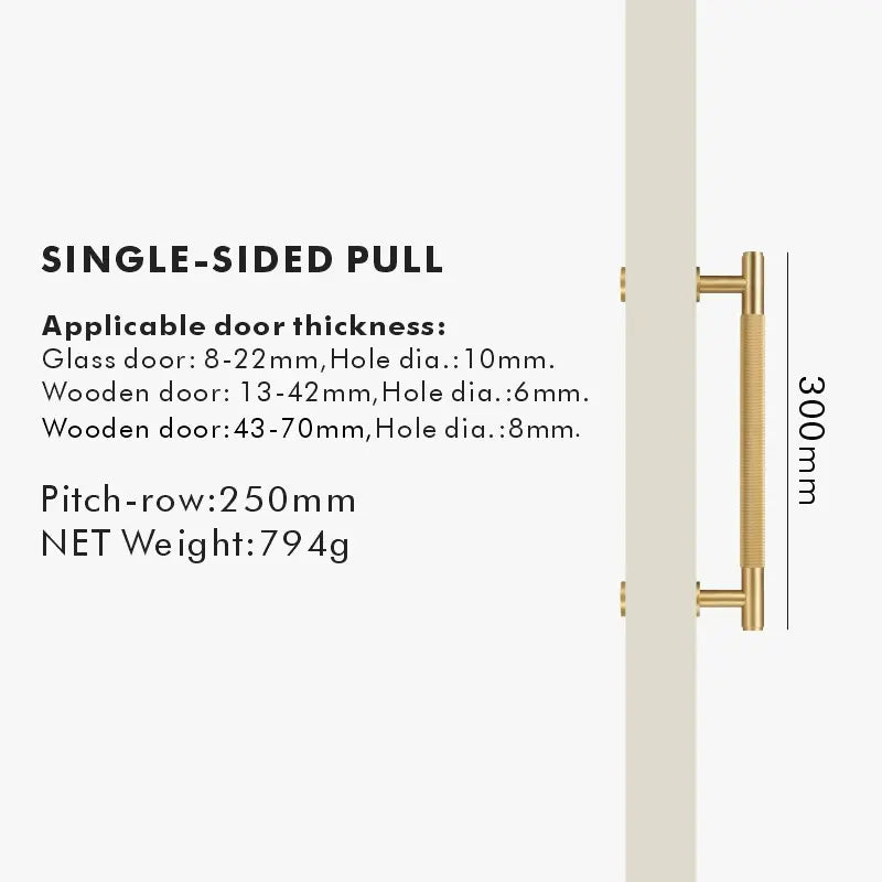 ARISTO Solid Brass Knurled Door Pull Handle