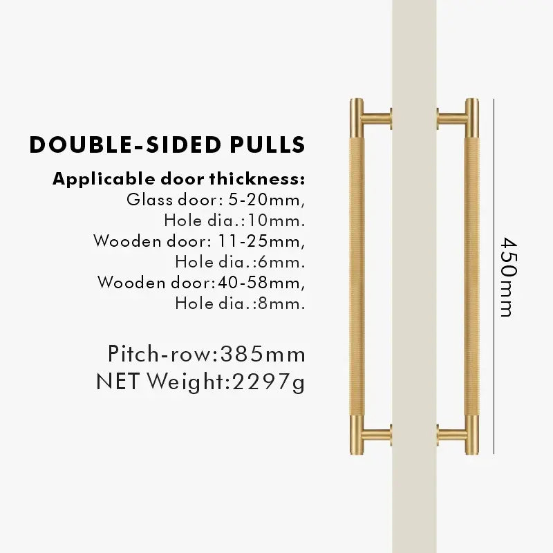 ARISTO Solid Brass Knurled Door Pull Handle