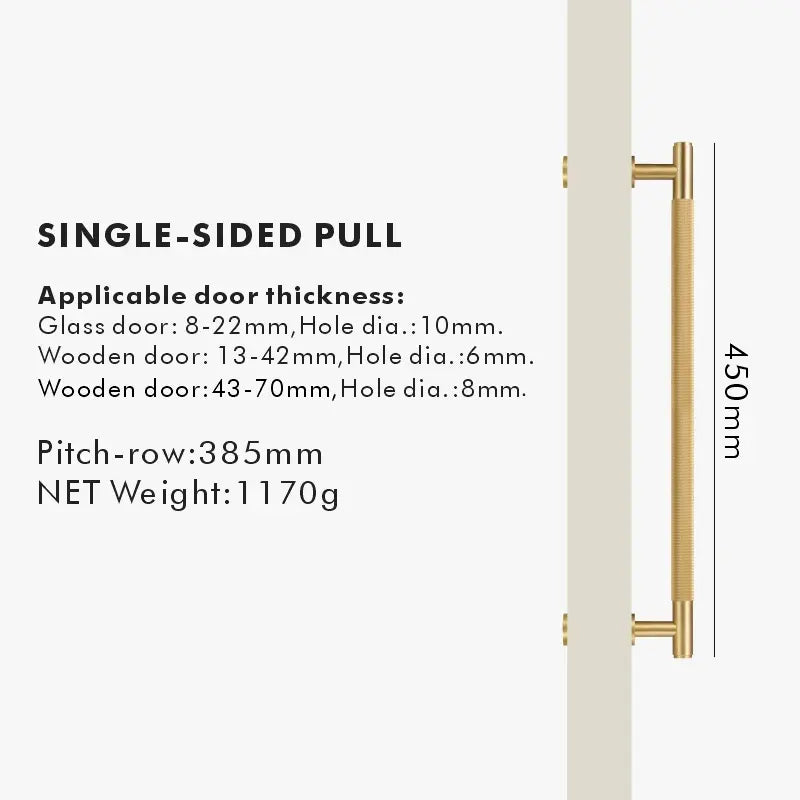 ARISTO Solid Brass Knurled Door Pull Handle