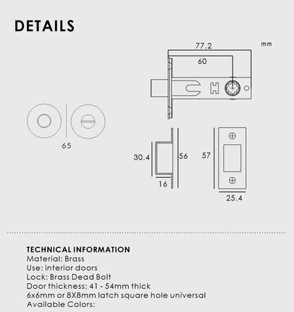 ARLO Knurled Bathroom Thumb Turn Lock