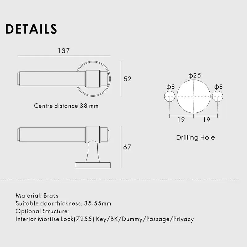 BRISTOL Brass Lever Door Handles Set