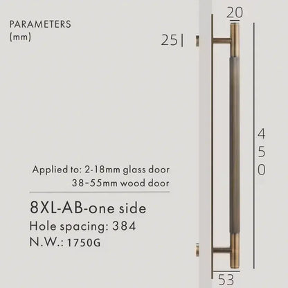 ELAN Solid Brass Door Pull Handle With Back Plate