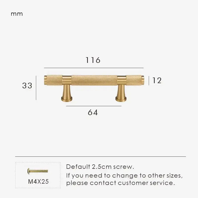 HEXIRA Brass Knurled Kitchen & Cabinet Handles