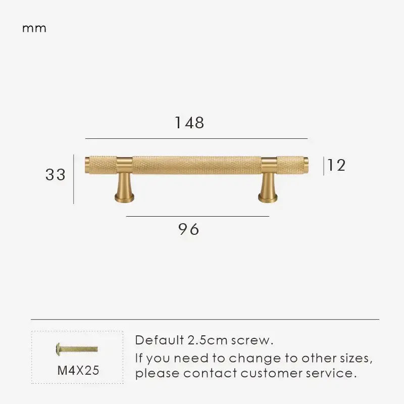 HEXIRA Brass Knurled Kitchen & Cabinet Handles