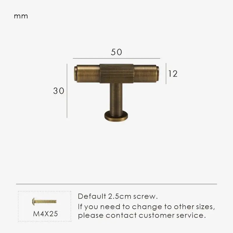 MAGNILA Solid Brass Knurled T-Bar Handle