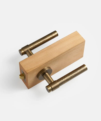 MARRA Hammered Brass Lever Door Handles Set