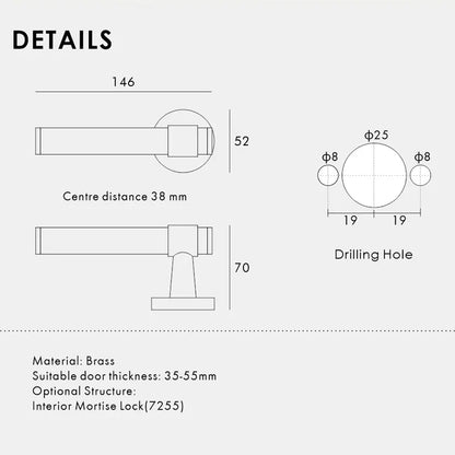 MARRA Hammered Brass Lever Door Handles Set