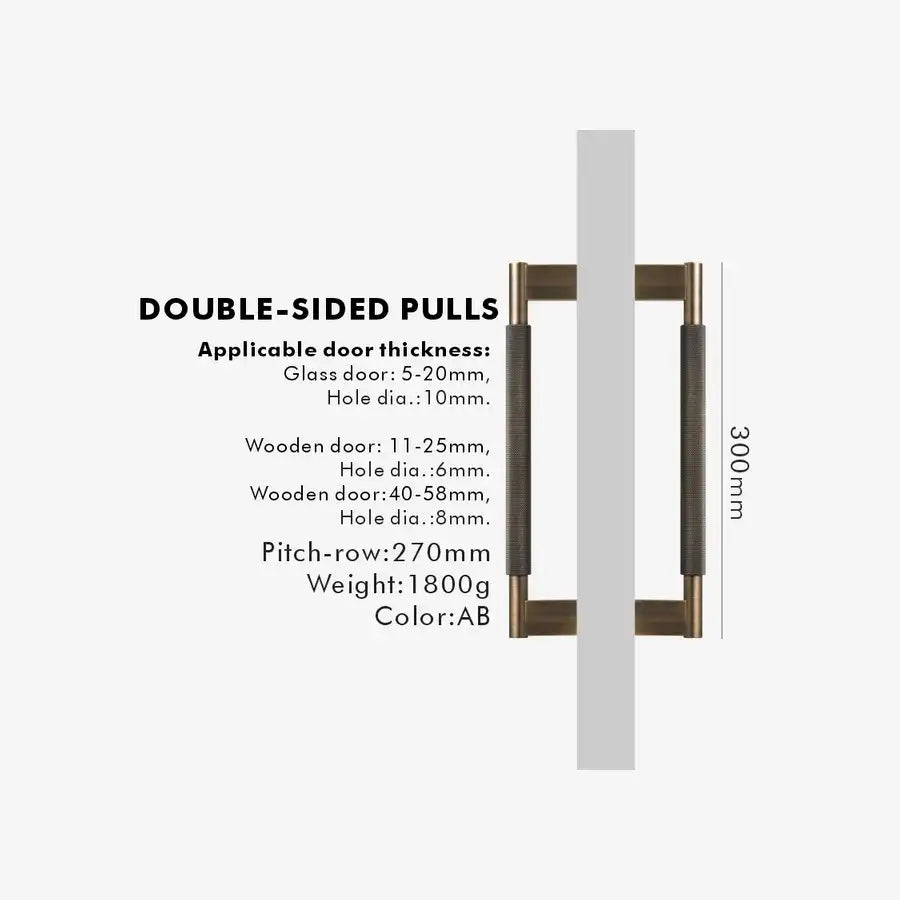 NORWYN Solid Brass Knurled Door Pull Handle
