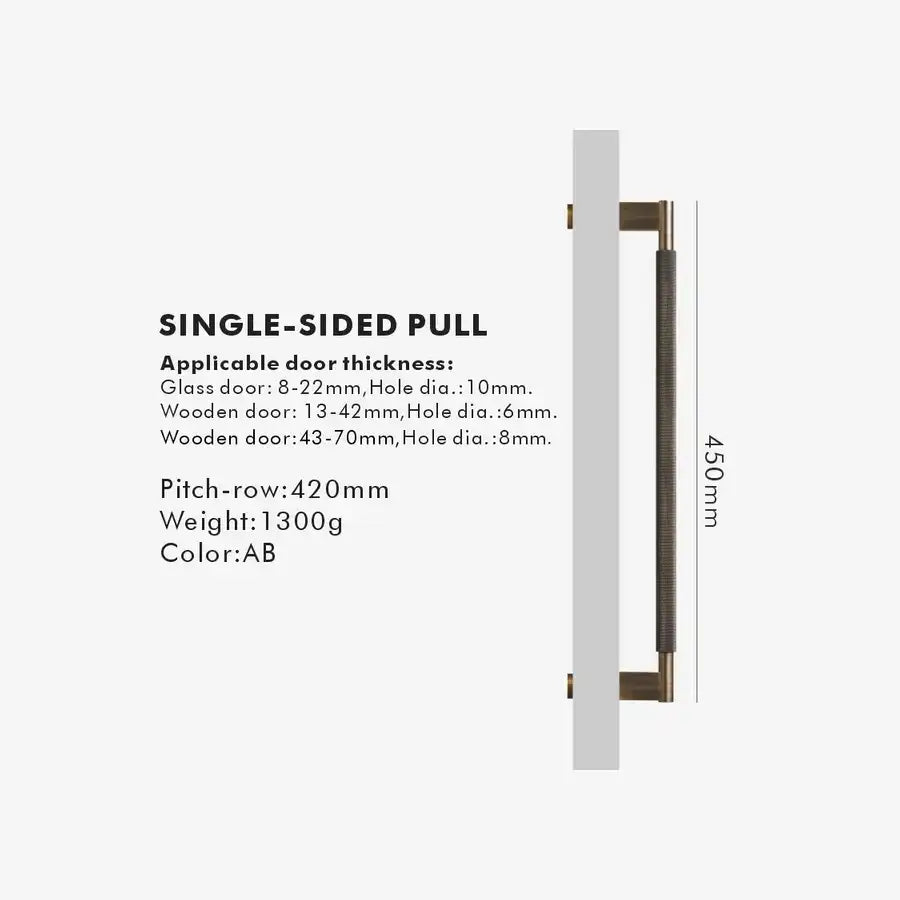 NORWYN Solid Brass Knurled Door Pull Handle