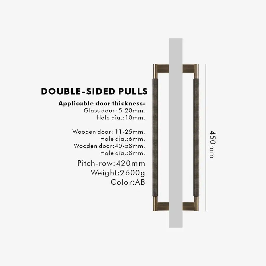 NORWYN Solid Brass Knurled Door Pull Handle