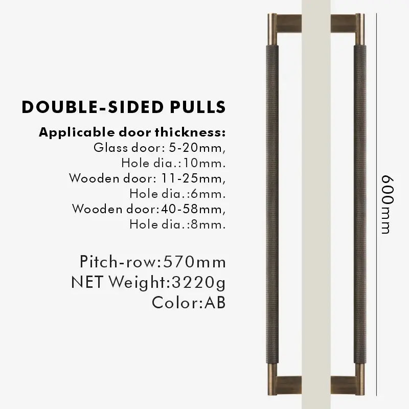 NORWYN Solid Brass Knurled Door Pull Handle