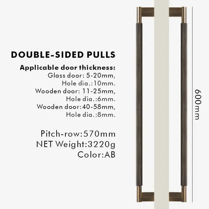 NORWYN Solid Brass Knurled Door Pull Handle
