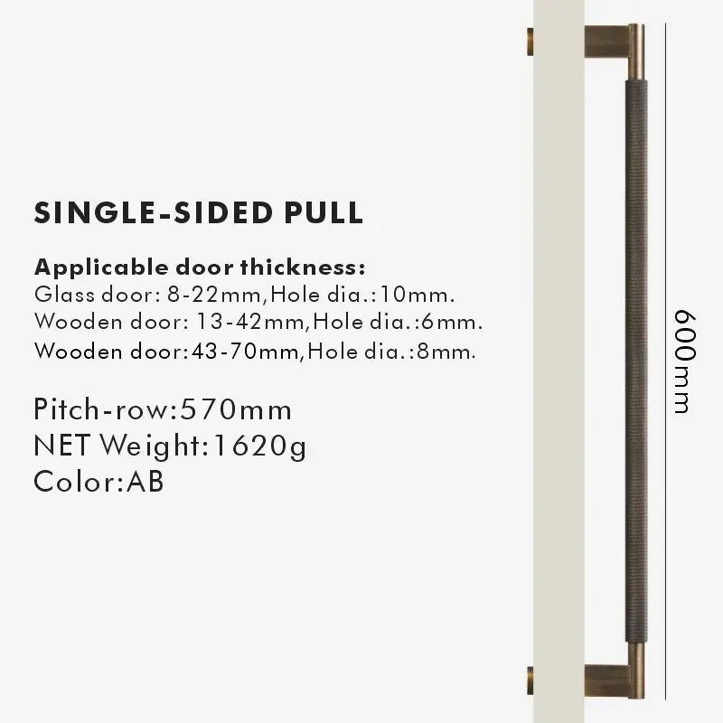 NORWYN Solid Brass Knurled Door Pull Handle