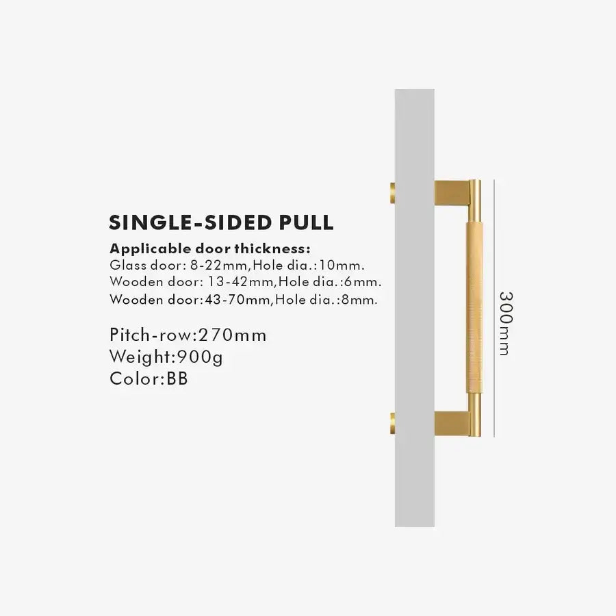 NORWYN Solid Brass Knurled Door Pull Handle