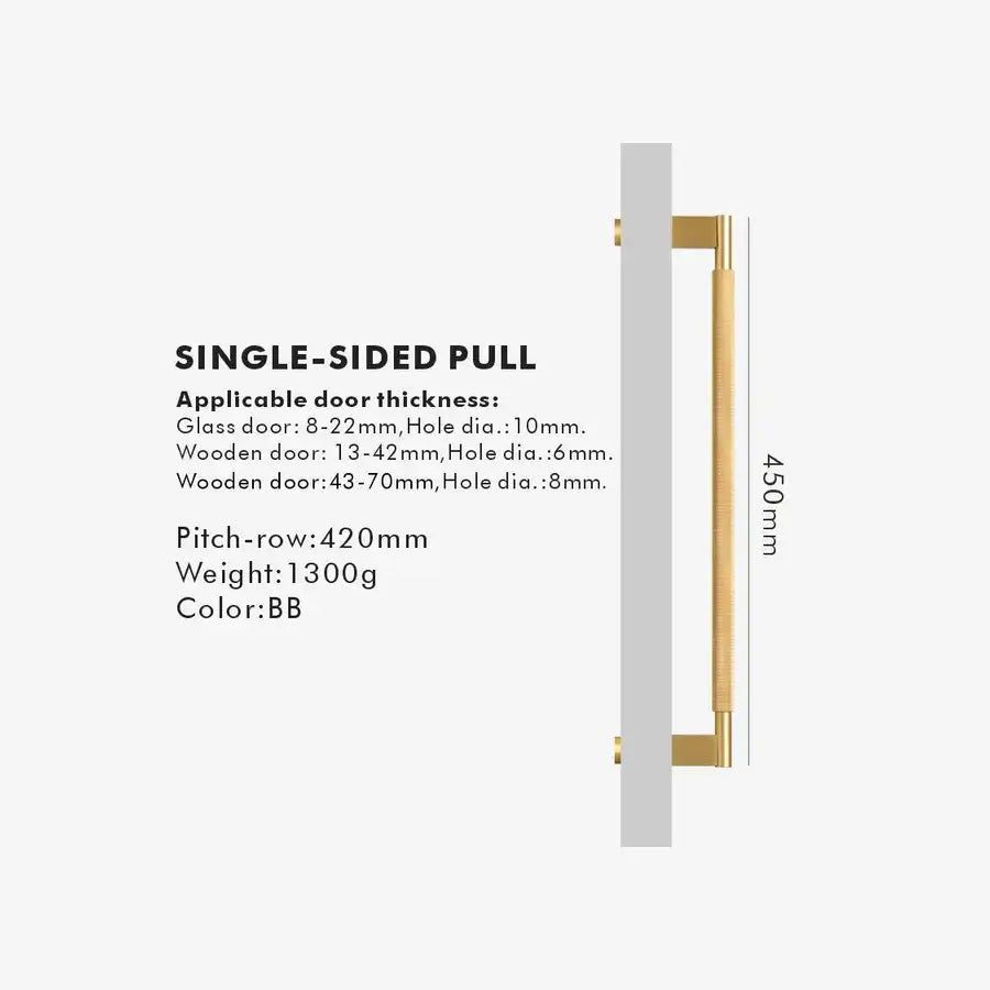 NORWYN Solid Brass Knurled Door Pull Handle
