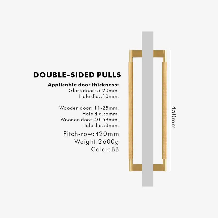NORWYN Solid Brass Knurled Door Pull Handle