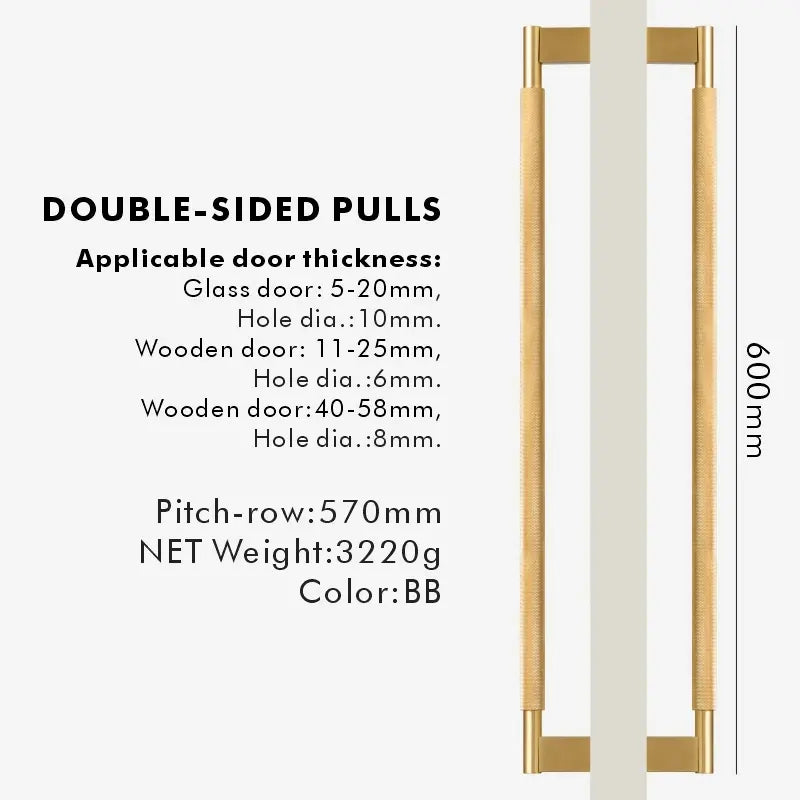 NORWYN Solid Brass Knurled Door Pull Handle