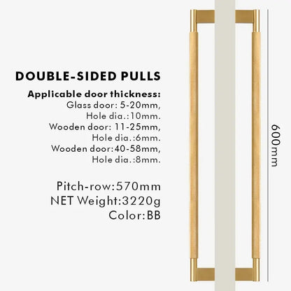NORWYN Solid Brass Knurled Door Pull Handle