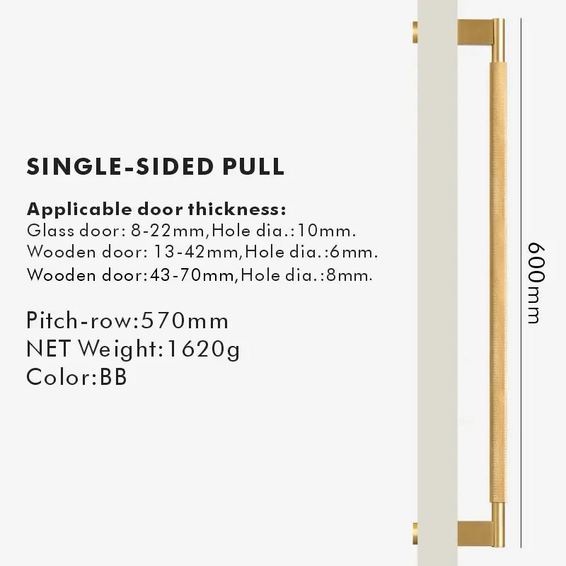 NORWYN Solid Brass Knurled Door Pull Handle