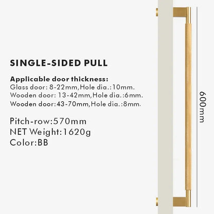 NORWYN Solid Brass Knurled Door Pull Handle