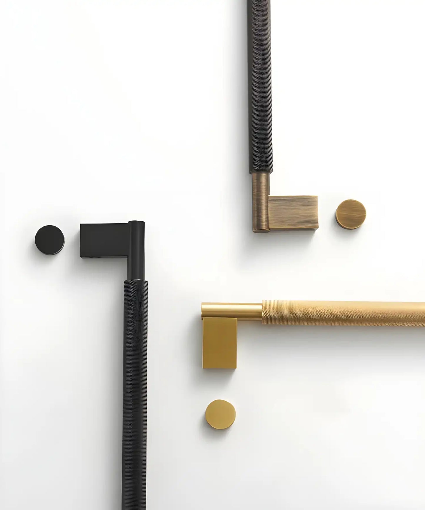 NORWYN Solid Brass Knurled Door Pull Handle