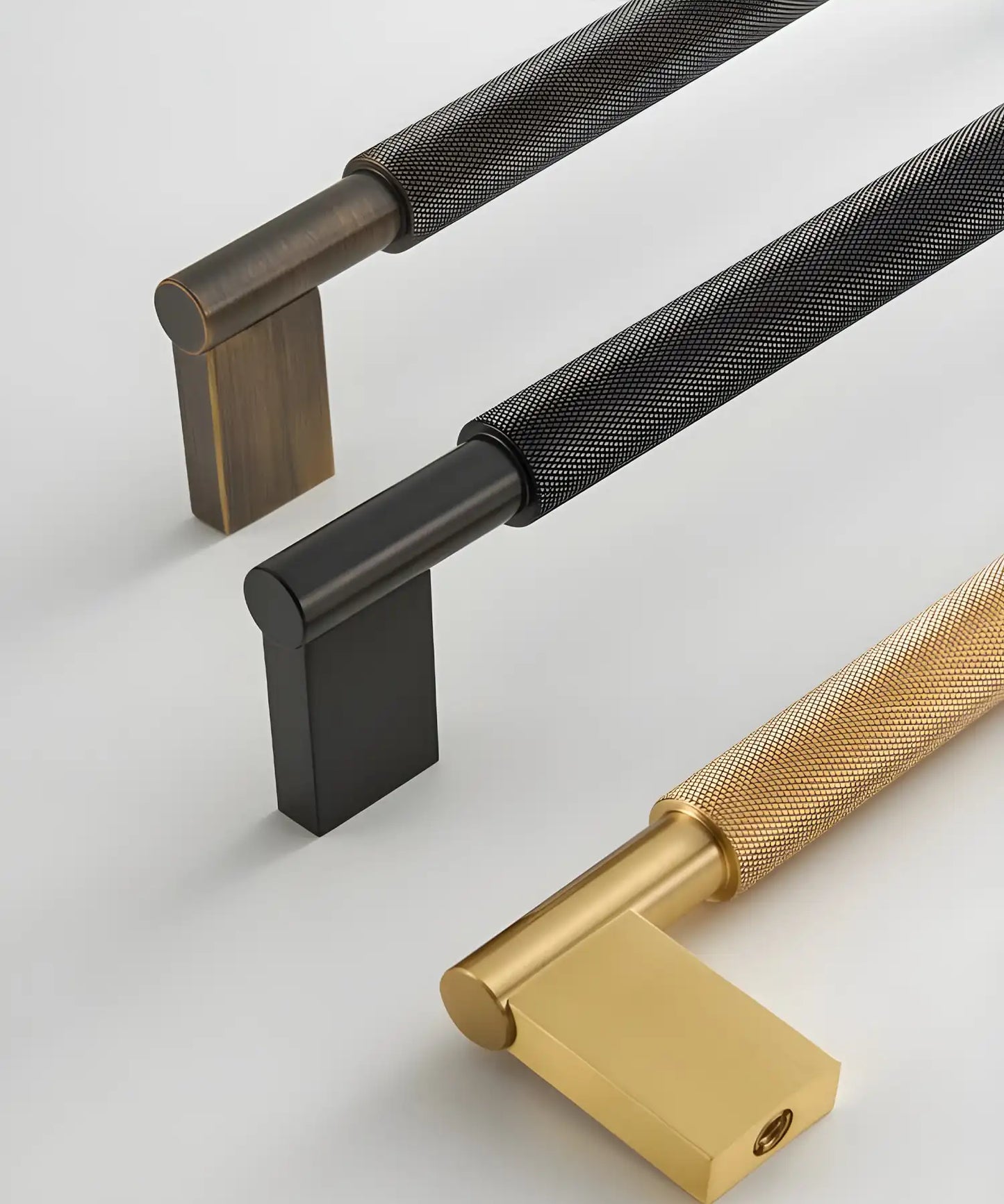 NORWYN Solid Brass Knurled Door Pull Handle