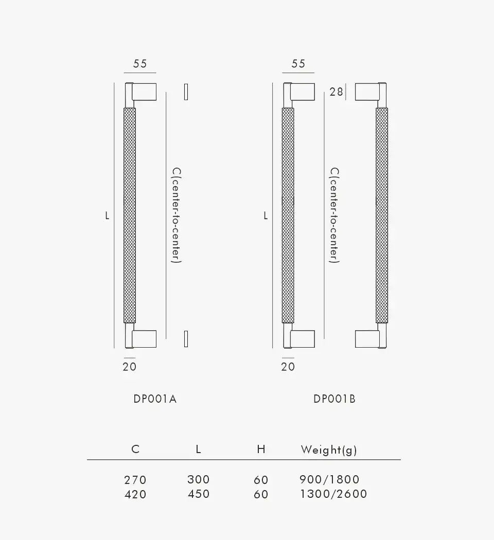 NORWYN Solid Brass Knurled Door Pull Handle