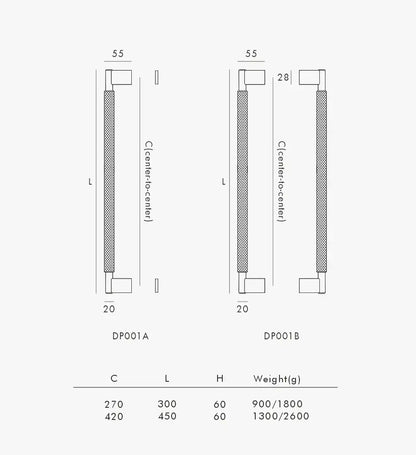 NORWYN Solid Brass Knurled Door Pull Handle