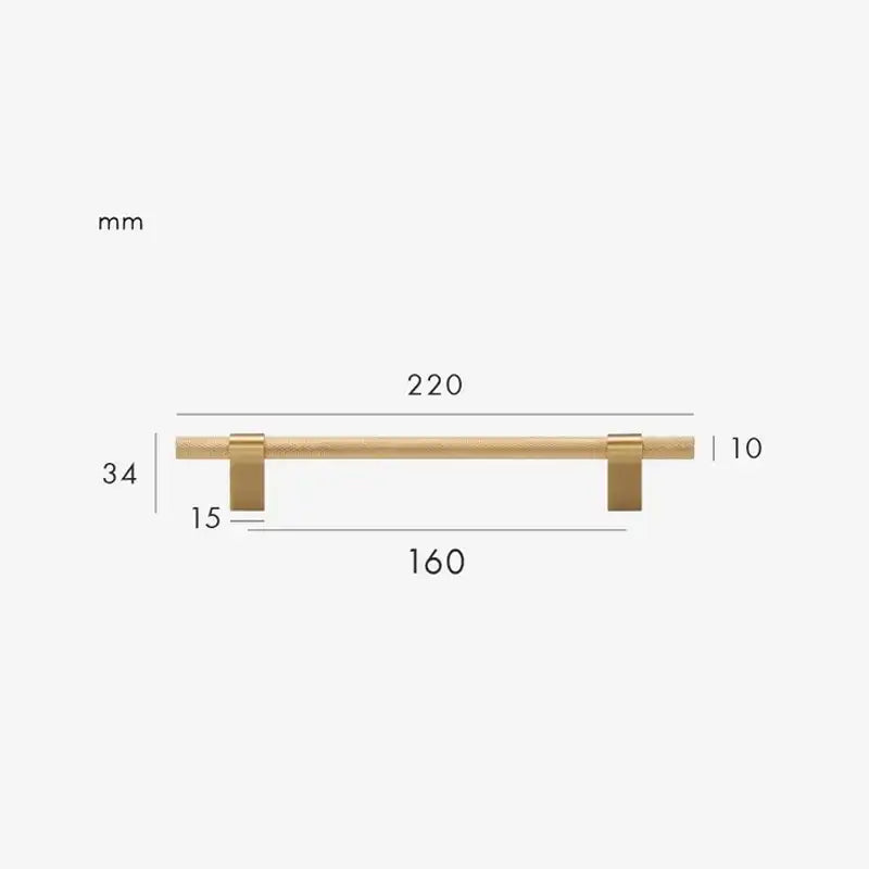 RIVELLE Solid Brass Knurled Kitchen & Cabinet Handle