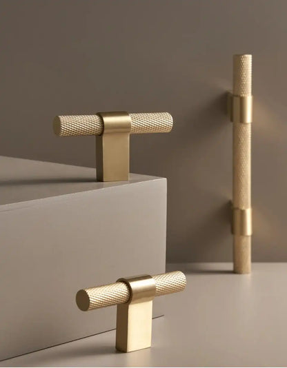 RIVELLE Solid Brass Knurled T-Bar Handle
