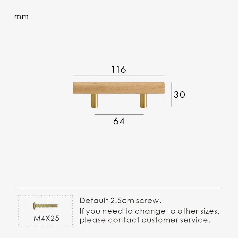 TEKEA Wood AND Brass Kitchen & Cabinet Handle
