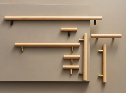 TEKEA Wood AND Brass Kitchen & Cabinet Handle
