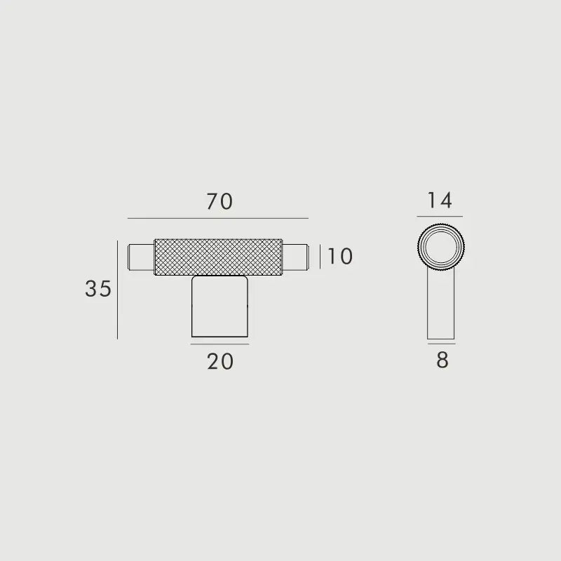 URBANO Solid Brass Knurled T-Bar Handle
