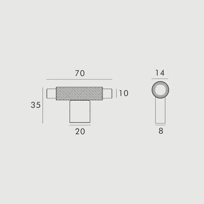 URBANO Solid Brass Knurled T-Bar Handle