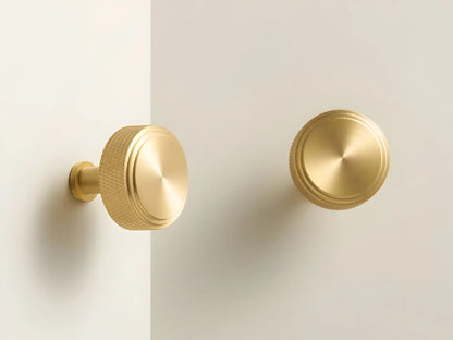 VELARA Knurled Solid Brass Cabinet & Cupboard Knob