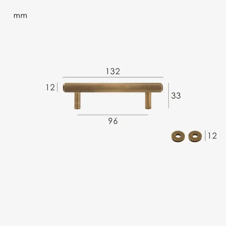 VELARA Knurled Solid Brass Kitchen & Cabinet Handle
