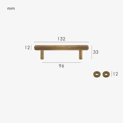 VELARA Knurled Solid Brass Kitchen & Cabinet Handle