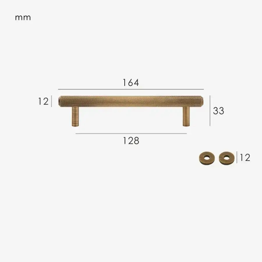 VELARA Knurled Solid Brass Kitchen & Cabinet Handle
