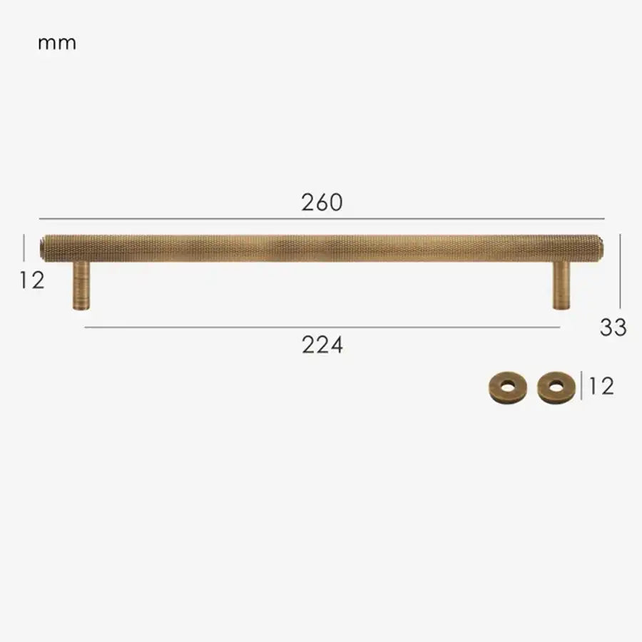 VELARA Knurled Solid Brass Kitchen & Cabinet Handle