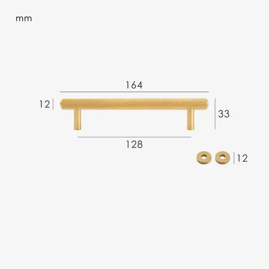 VELARA Knurled Solid Brass Kitchen & Cabinet Handle