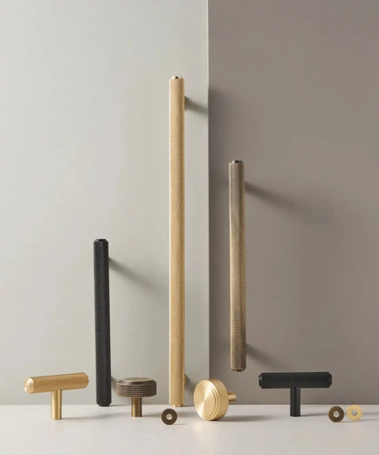 VELARA Knurled Solid Brass Cabinet & Cupboard Knob