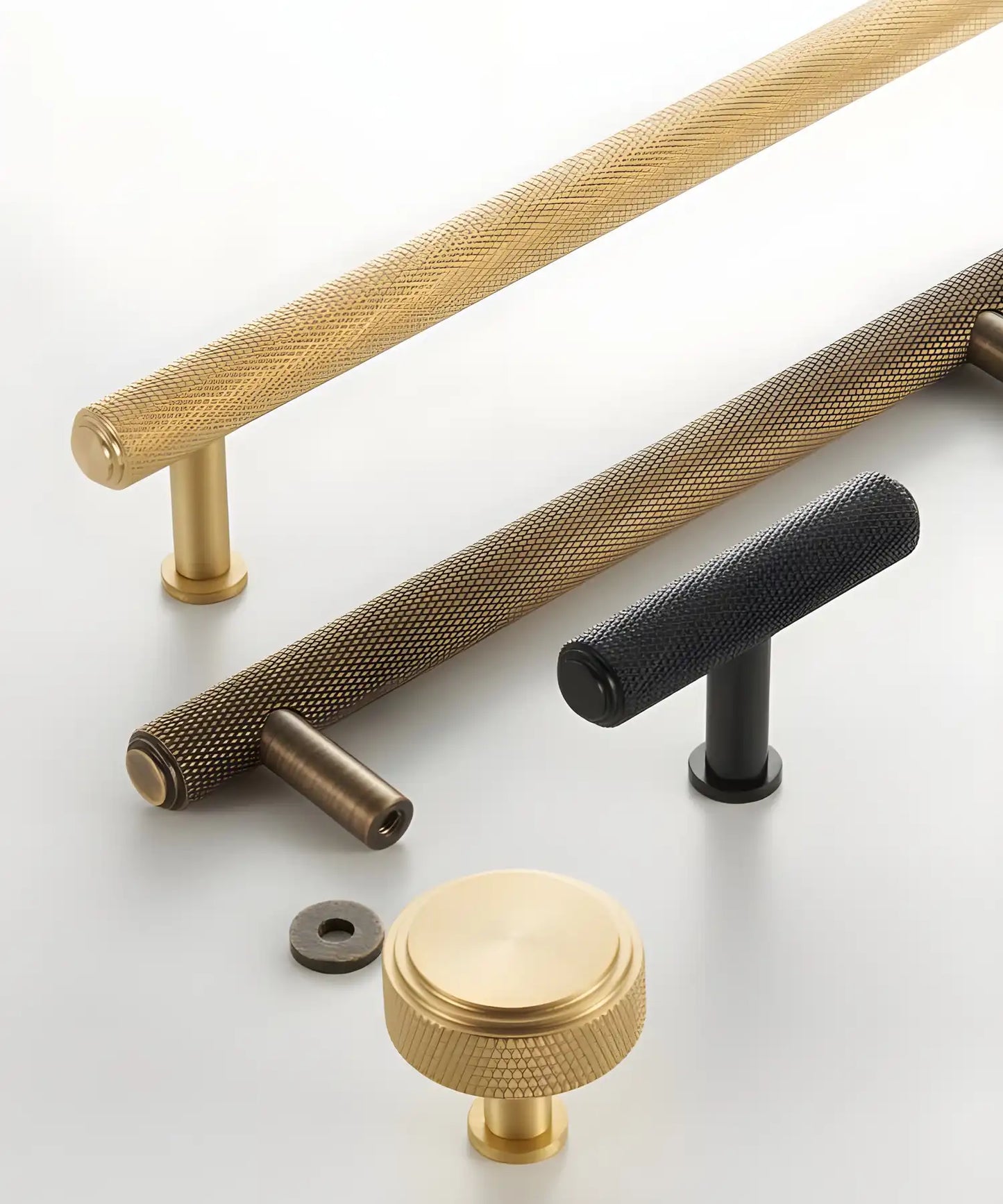 VELARA Knurled Solid Brass Cabinet & Cupboard Knob